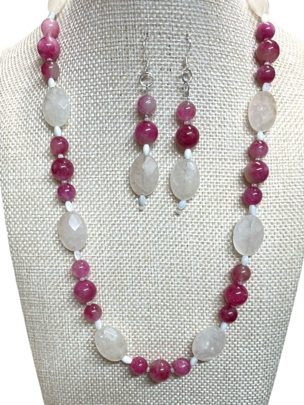 Handmade Watermelon Tourmaline Necklace Set